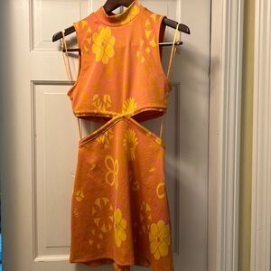 NWT Zara Mock Neck Cutout Knit Mini Dress